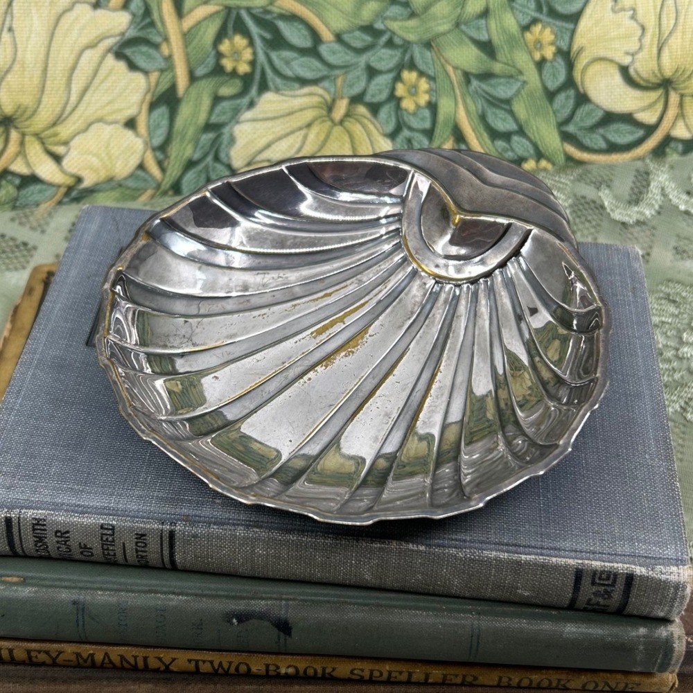 Vintage Silver Plate Shell Dish F.B. Rogers Silver Trinket Dish Tarnished Beach